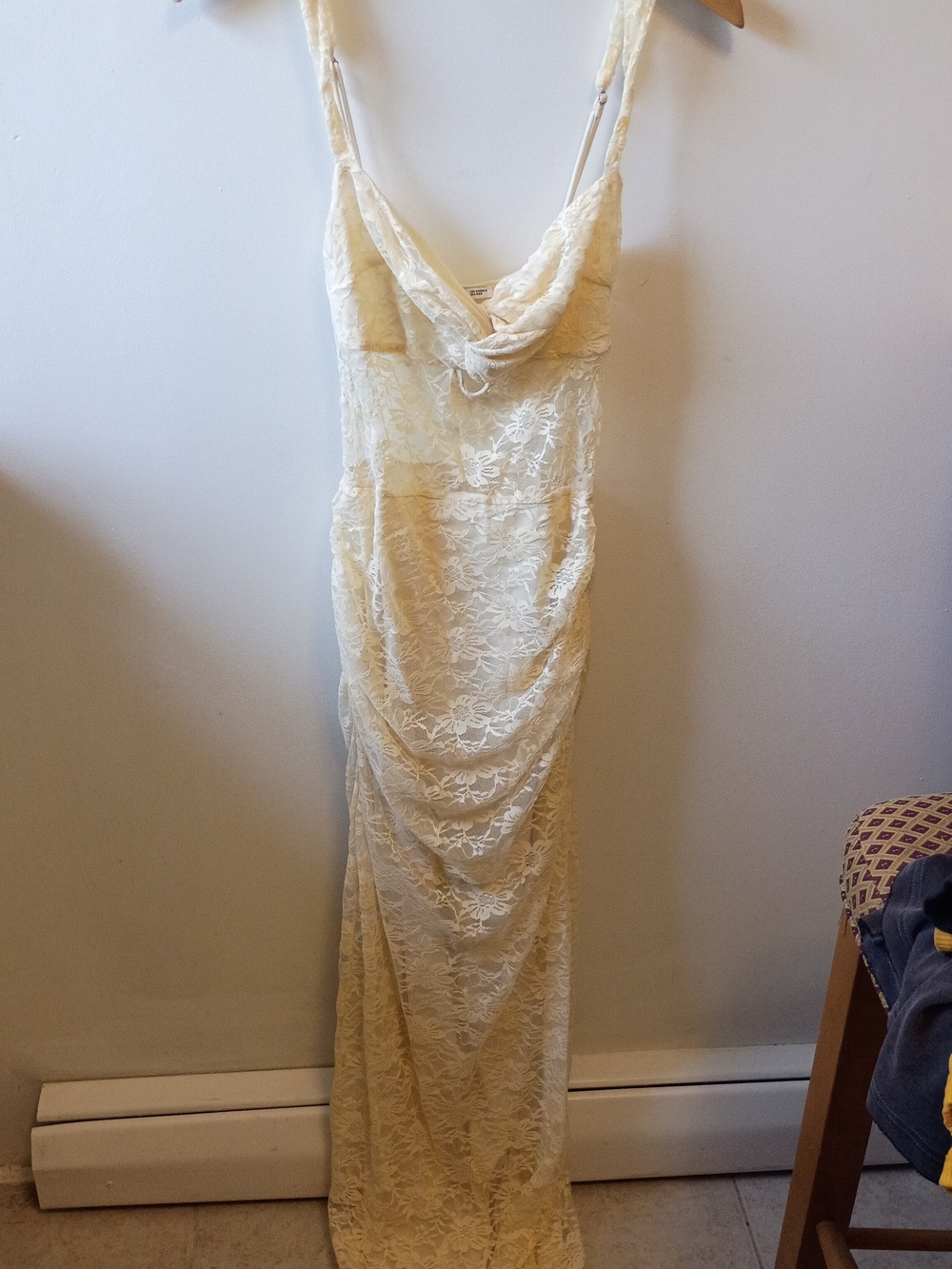 Lucy in the Sky Cream Lace Cowl Maxi Dress